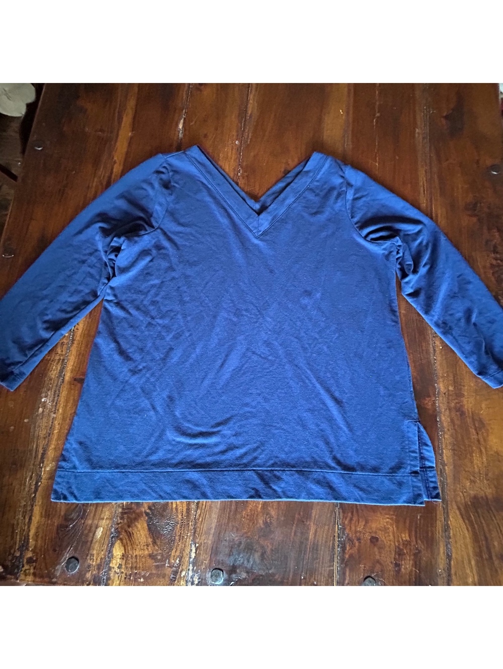 Chico's Zenergy Navy Blue V-Neck Long Sleeve Top Size 3